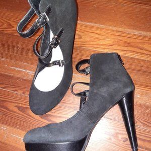 Bar III Black Suede Leather Heeled Boots